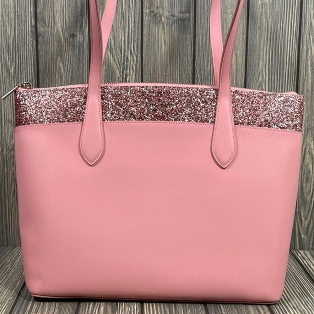 Kate Spade Flash Glitter Tote Pink‎ Shoulder Bag Shimmer Zip Luxury Designer